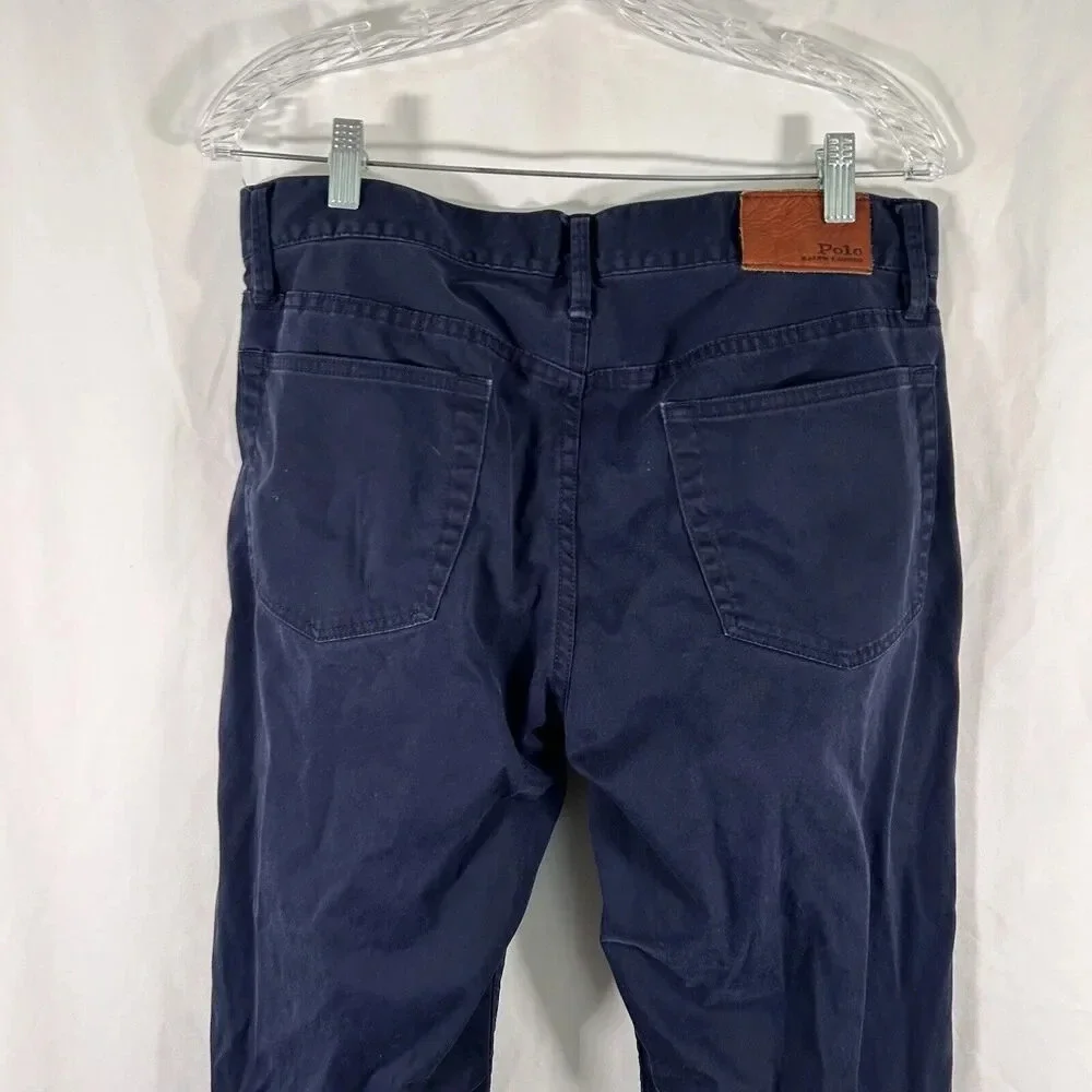 Polo Ralph Lauren Pants Men's 32x32 Blue Chino Pockets Button Zip Cotton Blend